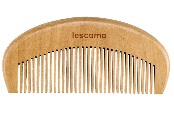 lescomo Wooden Comb Hair + Beard Detangler for Women and Men - Natural Anti Static Wood for Detangling and Styling Wet or Dry Curly, Thick, Wavy, or Straight Hair - Small Pocket Sized